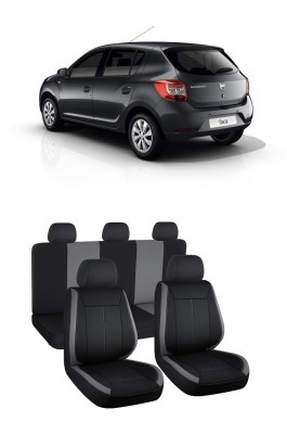 Set huse scaune dedicate Dacia Sandero II (2013-2020) Negru-Gri ViSION foto