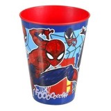 Pahar din plastic pentru copii, 430 ml, roșu și albastru, cu design Spiderman, CMCLASS