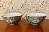 2 BOLURI DIN PORTELAN CHINEZESC, PICTATE MANUAL D11,5CM
