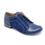 Pantofi dama casual din piele naturala box cu piele intoarsa - P53BLVELBOX