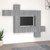 vidaXL Set dulapuri TV, 10 piese, gri sonoma, lemn compozit