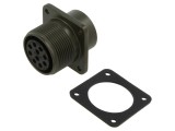 Conector circular mamă, 10 pini, montare pe panou, argintat