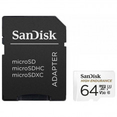 Card de memorie Sandisk High Endurance 64GB Micro SDXC Clasa 10 U3 + Adaptor Sd foto