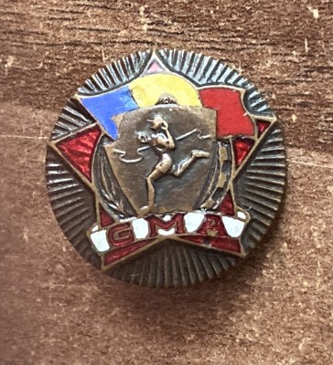 QW9 N8 63 - insigna - comunism - Gata pentru munca si aparare - GMA - diametrul mic foto