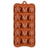 Forma din Silicon, Model Flori pentru Ciocolata de Casa, Bomboane, Jeleuri sau Cuburi de Gheata, CBD CORAL BEST DEALS 21 cm 11 cm 1.5 cm Maro 1