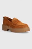 Geox mocasini din piele intoarsa D SPHERICA EC7 I femei, culoarea maro, cu platforma, D36VDI 00022 C6001