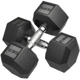 HOMCOM Gantere cu M&acirc;ner Zimțat, Fontă, 2 x 12,5 kg pentru Acasă, Sală, Antrenament Forță | Aosom Romania