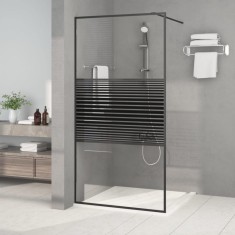 vidaXL Paravan de duș walk-in negru 100x195 cm sticlă ESG transparentă 152147