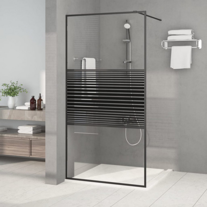 vidaXL Paravan de duș walk-in negru 100x195 cm sticlă ESG transparentă