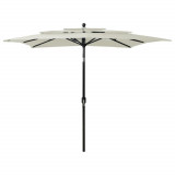 Umbrela de soare 3 niveluri, stalp aluminiu, nisipiu, 2,5x2,5 m GartenMobel Dekor, vidaXL