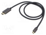 Cablu Goobay HDMI - USB C textil 1m negru argintiu 4K HDR UHD