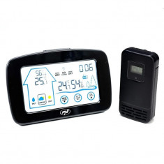 Statie meteo lcd, senzor wireless exterior, umiditate, ceas digital cu alarma foto