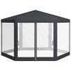 Pavilion/foisor pentru gradina/terasa, cadru metalic, cu plasa de tantari, gri inchis, 3.94x3.94x2.5 m, ART