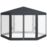Cumpara ieftin Pavilion/foisor pentru gradina/terasa, cadru metalic, cu plasa de tantari, gri inchis, 3.94x3.94x2.5 m, ART