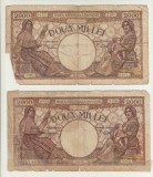 ROMANIA - SET 2000 LEI 1943 DETERIORATA + 2000 LEI 1944 DETERIORATA , B1.120