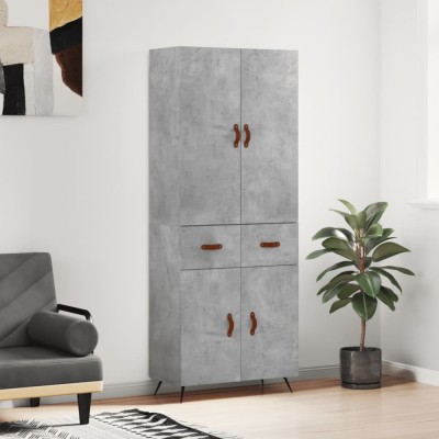 Dulap &amp;icirc;nalt, gri beton, 69,5x34x180, lemn compozit foto