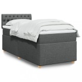 VidaXL Pat box spring cu saltea, gri &icirc;nchis, 80x200 cm, textil 3286515