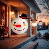 Lampion decorativ din hartie &ndash; model om de zapada &ndash; &Oslash;30 cm &ndash; alb Best CarHome