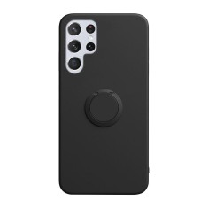 Husa soft liquid compatibila cu samsung galaxy s22 ultra, interior cu piele alcantara, 360A? inel rotativ cu magnet auto, black foto
