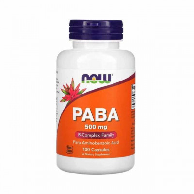 Paba (Vitamina B10) 500 miligrame 100 capsule Now Foods foto