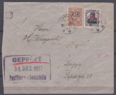 ROMANIA 1917/1918 POSTA GERMANA 15 BANI SUPRATIPAR MVIR CU LITERE LATINE IN CHENAR+EROARE 10 BANI TIMBRU DE AJUTOR SUPRATIPAR RASTURNAT/PLIC