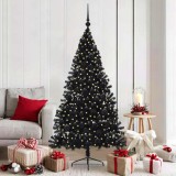 VidaXL Pom de Crăciun artificial pre-iluminat Negru 180 cm PVC 3397142