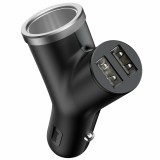 Incarcator auto 2xUSB, bricheta Baseus Y-Type, negru, CCALL-YX01