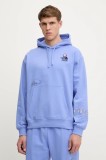The North Face hanorac de bumbac Mountain Cleanup culoarea violet, cu glugă, cu imprimeu, NF0A8C2V0YI1