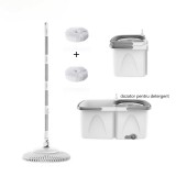 Set de curatenie Dreamramp, galeata cu mop, doua rezerve, separator pentru apa curata si murdara, cuva si tija din inox reglabila pe inaltime, 4L, alb