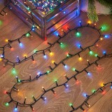 Instalatie brad de craciun lineara, 8 jocuri de lumini, beculet in 6 colturi, 24 m din care 1m prelungitor 220v, 300 led, controler, multicolor, Oem