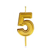 Lumanare pentru tort cifra 5, flippy, 4.8 cm, aniversare, aurie
