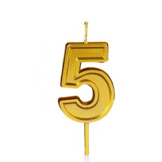Lumanare pentru tort cifra 5, flippy, 4.8 cm, aniversare, aurie