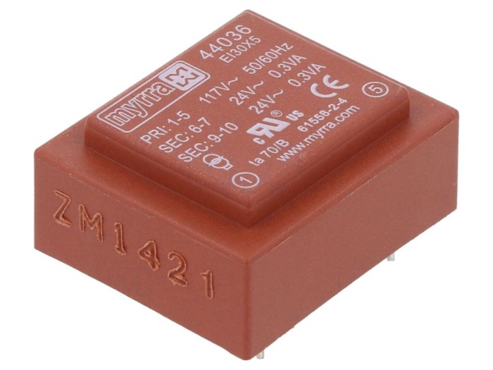 Transformator PCB &icirc;ncapsulat 0,6VA 117V 24V