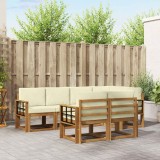 Cumpara ieftin Set de canapele de exterior 7 buc. 7-Locuri Natural si Crem