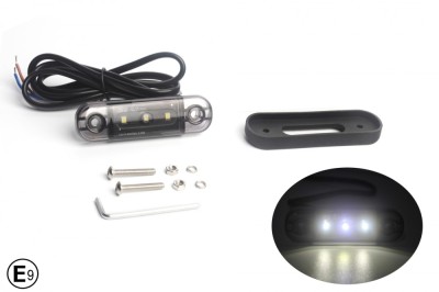 Lampa gabarit laterala LED alb fumuriu rezistent la apa IP67, 12V 24V Cablu 30 cm - E9 10R-06, ECE R10, ECE R148 foto
