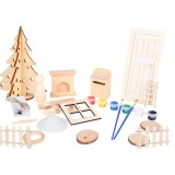 Set 20 de decoratiuni pentru casuta gnomilor Ulikey, lemn, plastic, textil, multicolor