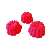 Forma silicon pentru briose, 3 cavitati, Rosu, 9 cm, 331COF