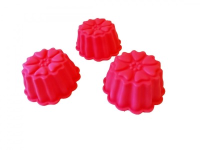 Forma silicon pentru briose, 3 cavitati, Rosu, 9 cm, 331COF foto