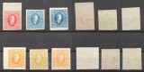 ROMANIA 1865 Al. Ioan CUZA lot 6 timbre neuzate cu varietati de nuante si de hartie, toate MNH