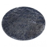 Covor modern de spălat LAPIN cerc shaggy, antiderapant fildeș / negru, cerc 80 cm