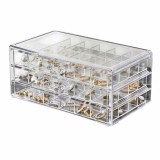 Cumpara ieftin Cutie Mercaton pentru Depozitarea Bijuteriilor si a Accesoriilor Mici, 3 Sertare cu 72 Compartimente, Plastic, 23 x 13.5 x 10.5 cm, Transparent