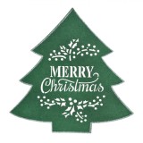 Suport Farfurie Crăciun, Brad, Pasla, Glitter, Verde, 34x35cm, Oem
