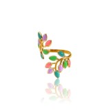 Inel deschis placat cu aur Leaves