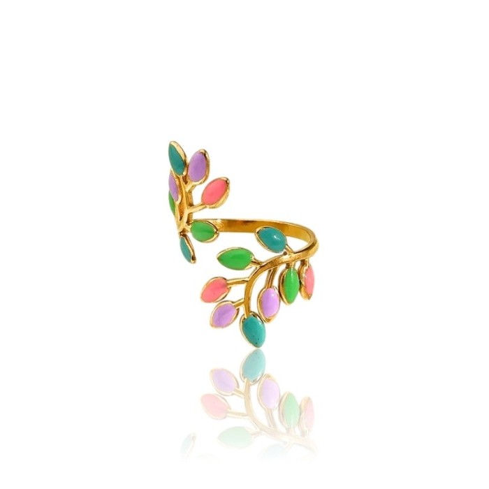 Inel deschis placat cu aur Leaves