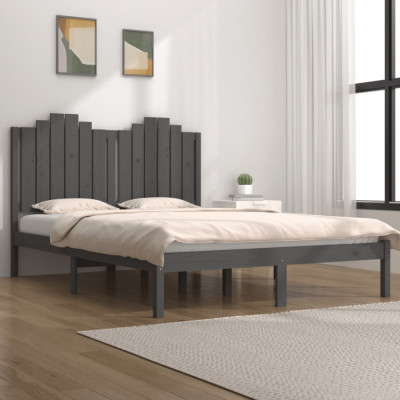 vidaXL Cadru de pat, gri, 120x200 cm, lemn masiv de pin foto
