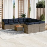 Gossi set mobilier de gradina cu perne, 12 piese, gri, poliratan