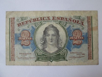 Spania 2 Pesetas 1938 foto