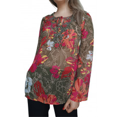 Bluza tip tunica, semitransparenta cu imprimeu oriental, multicolor, M