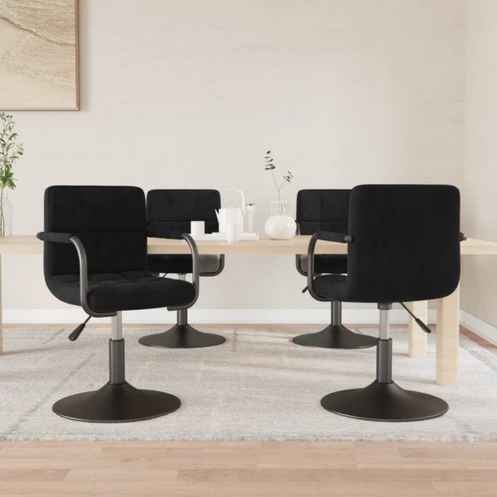 vidaXL Scaune de masă pivotante, 4 buc., negru, catifea