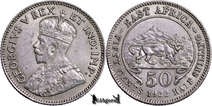 1922, 50 Cents - George al V-lea - Africa de Est Britanică | KM 20